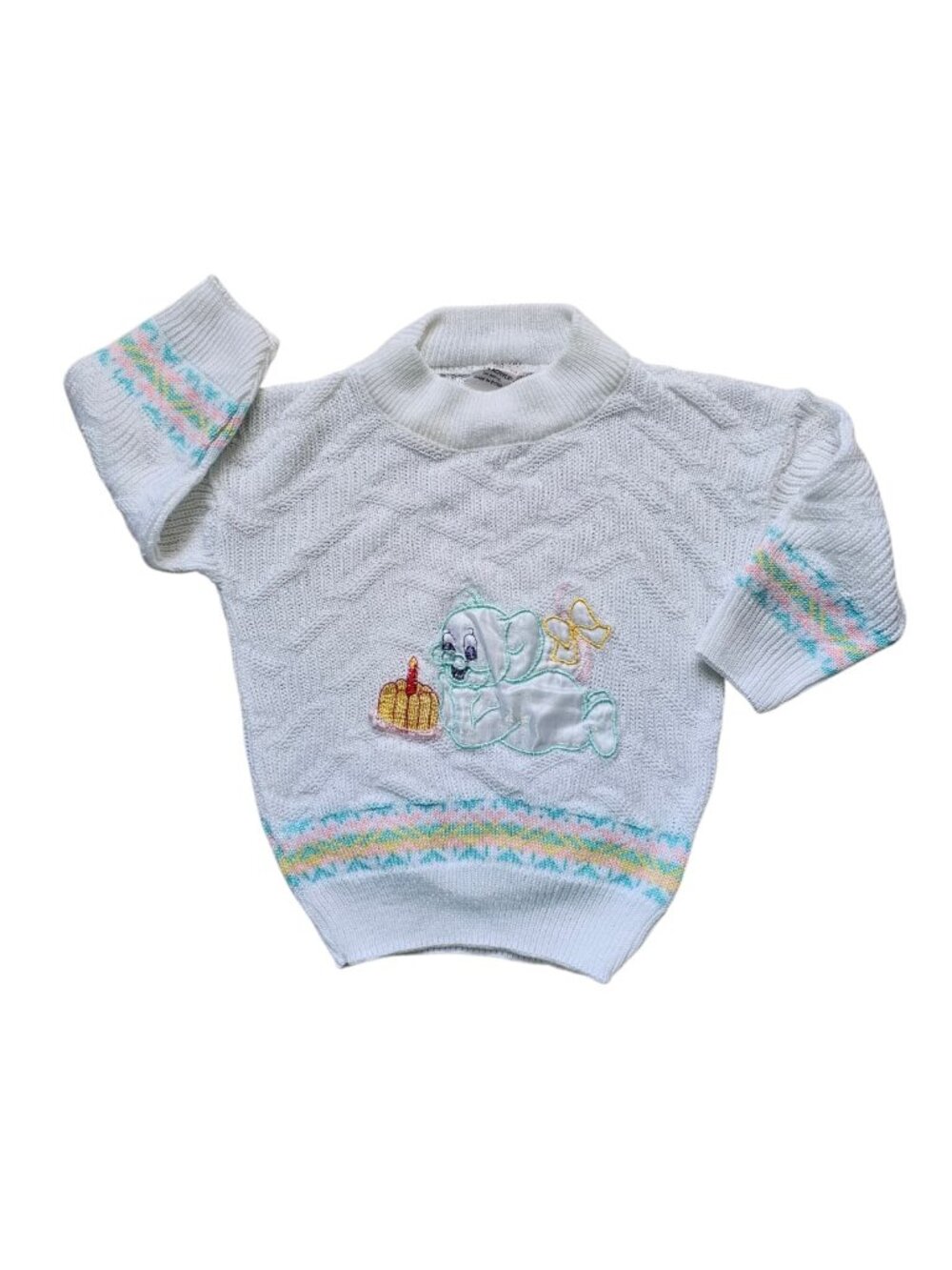 60s - 70s Maya Fashion first birthday embroidered / applique sweater baby 12mos